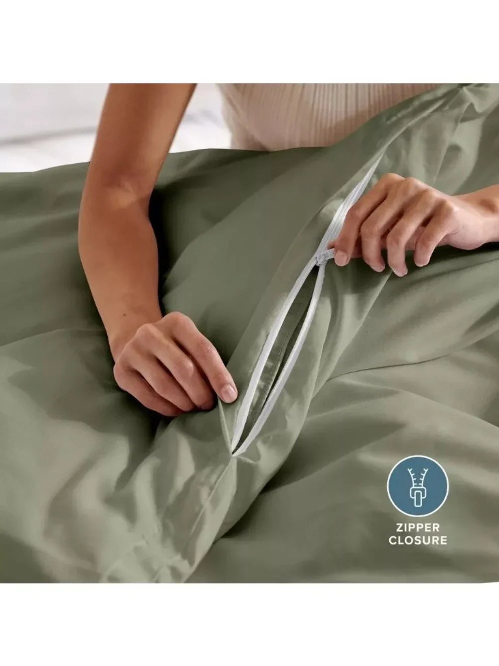 Bare Home Queen Size Sage Green 3 Piece Duvet Cover Set w/ 2 Pillow Shams NWOT